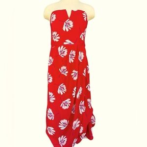 Floral Strapless Red Dress by Express